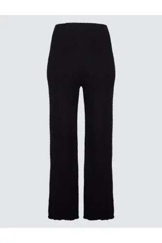 Black Relaxed Fit High Waist Wide Leg Textured Knit - 7