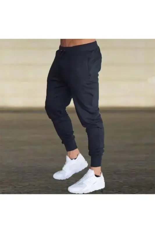 Black Relaxed Print Men's Sweatpants-BLACK - 1