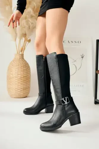 Black scuba fabric detailed, flexible ankle boot. - LIMOYA (1)