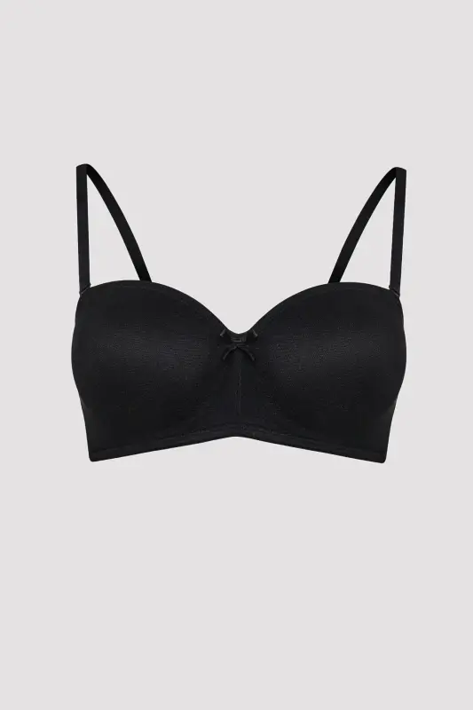 Black Shaping Underwire Non-Padded Lotus Bra - 7