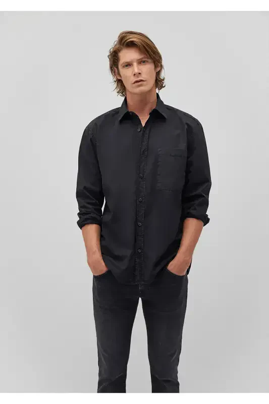 Black Shirt Regular Fit / Normal Cut 0211113-90 - 1