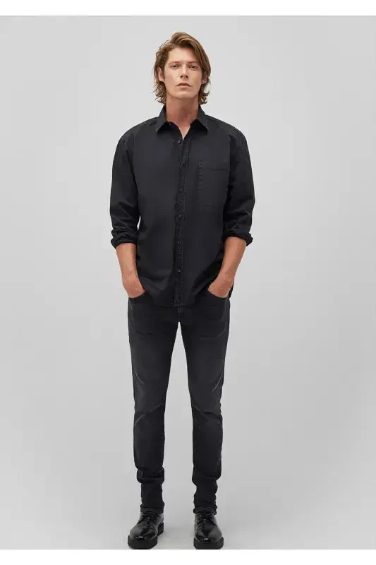 Black Shirt Regular Fit / Normal Cut 0211113-90 - 2