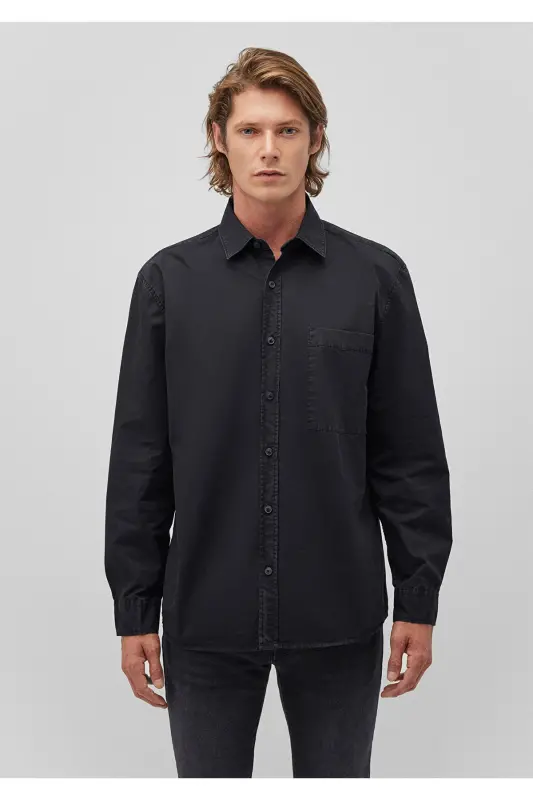 Black Shirt Regular Fit / Normal Cut 0211113-90 - 3