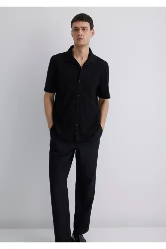 Black Shirt Regular Fit / Normal Cut 0211552-90 - 1