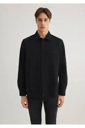 Black Shirt With Pocket Detail Regular Fit - 4