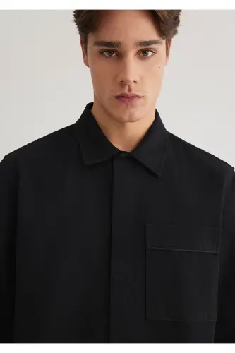 Black Shirt With Pocket Detail Regular Fit - 6