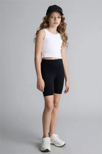 Black Short Leggings for Girls - 1