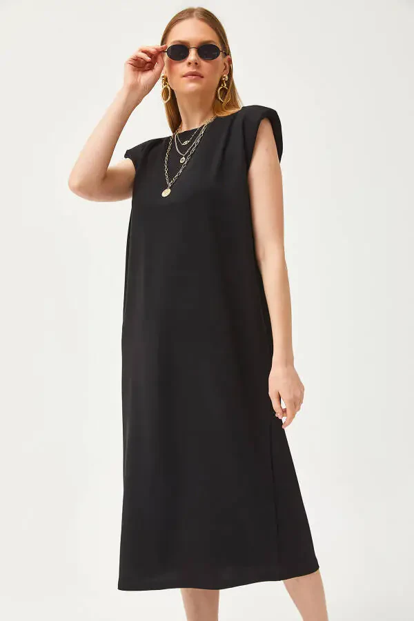 Black shoulder crystal dress ELB-19002086. - 1