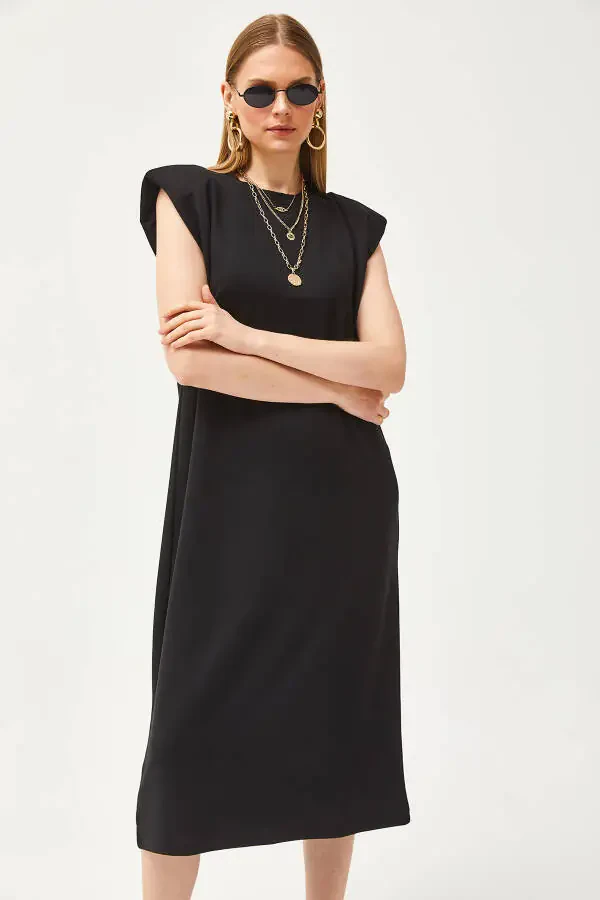 Black shoulder crystal dress ELB-19002086. - 3