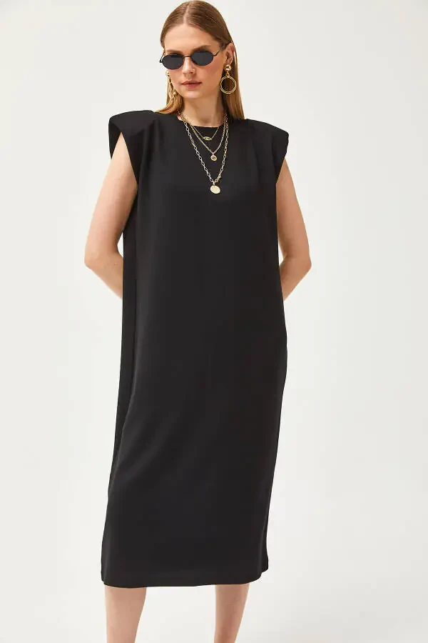 Black shoulder crystal dress ELB-19002086. - 4