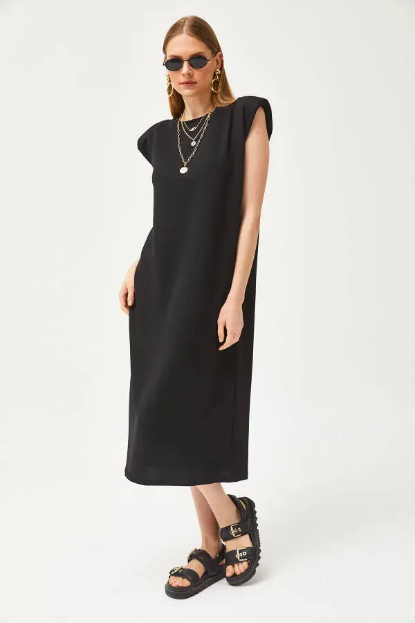 Black shoulder crystal dress ELB-19002086. - 5