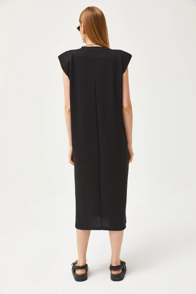 Black shoulder crystal dress ELB-19002086. - 6