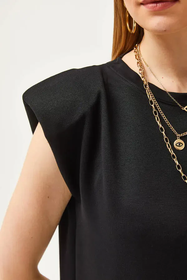 Black shoulder crystal dress ELB-19002086. - 7