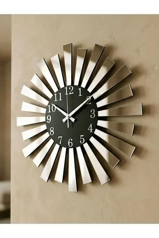 Black Silver Mirrored Plexiglass Piano Model Numbered Home Gift Wall Clock - AA SHOP