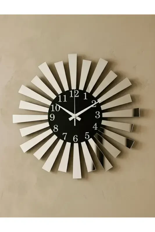 Black Silver Mirrored Plexiglass Piano Model Numbered Home Gift Wall Clock - 2