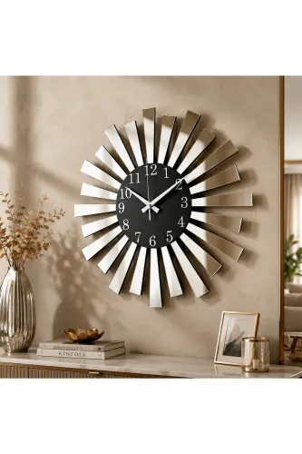 Black Silver Mirrored Plexiglass Piano Model Numbered Home Gift Wall Clock 