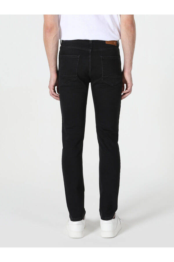 Black, skinny fit, high waisted, slim leg pants for men (Cl1062286). - 2