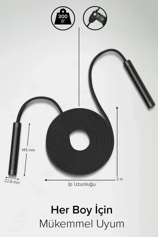 Black Skipping Rope Atp-3000-BLACK - 2