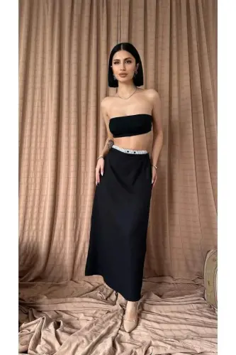 Black Skirt with Elastic Waist - 1