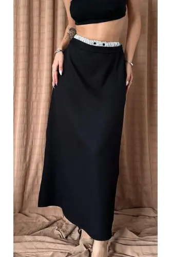 Black Skirt with Elastic Waist - 3