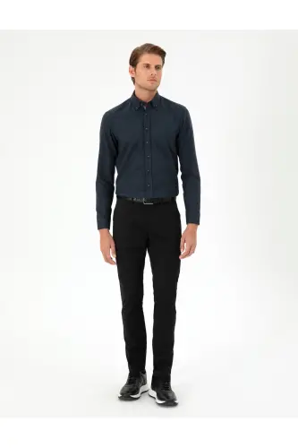 Black Slim Fit Basic Canvas Trousers 50292522-VR046-BLACK - 3