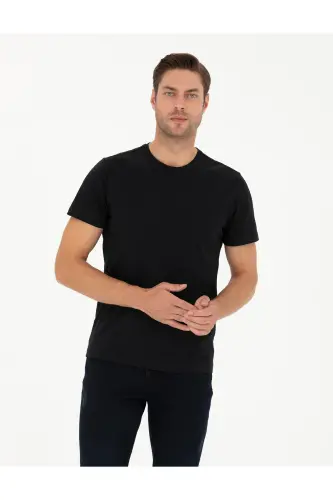 Black Slim Fit Basic T-Shirt 50289335-VR046-142329 