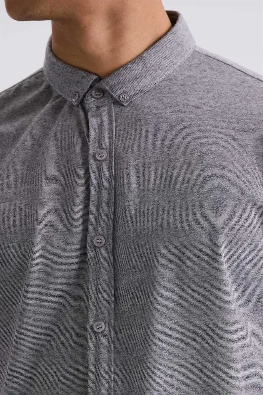 Black Slim Fit Button Down Collar T-Shirt - 3