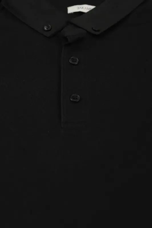 Black Slim Fit Button Polo T-Shirt - 2