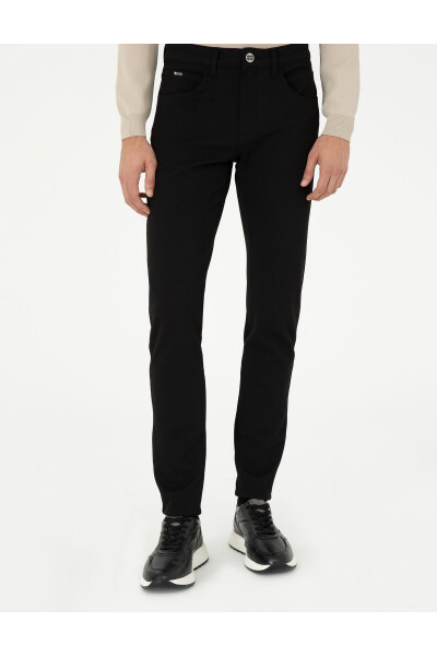 Black Slim Fit Canvas Pants - PIERRE CARDIN (1)