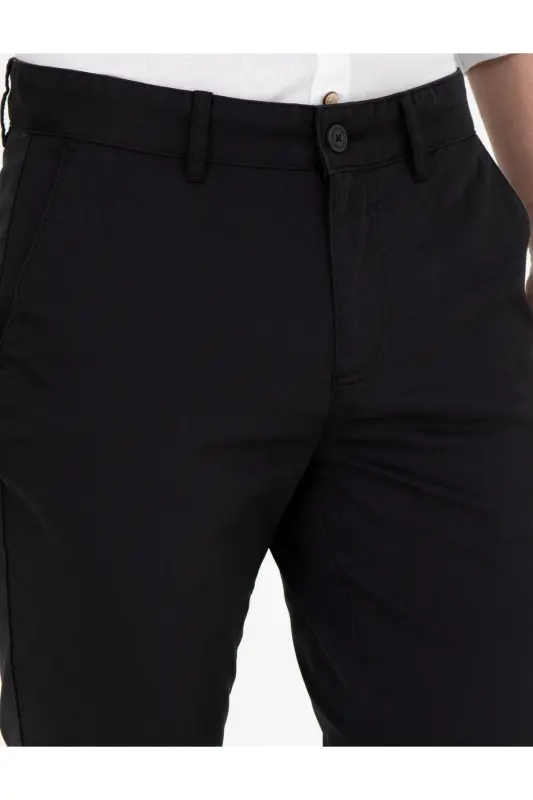 Black Slim Fit Canvas Pants - 2