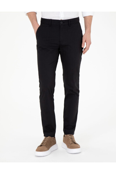 Black Slim Fit Canvas Pants - PIERRE CARDIN (1)