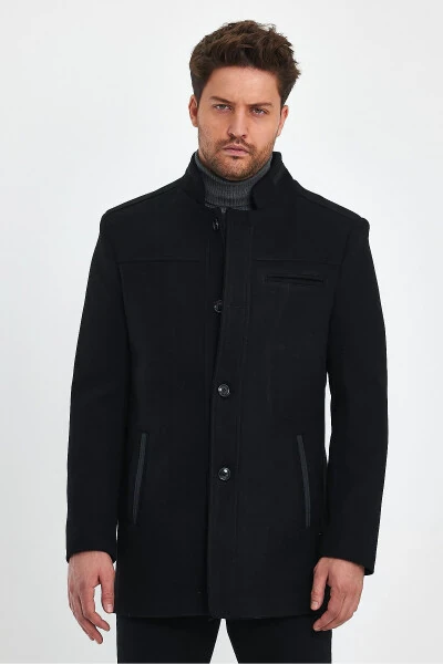 Black, slim fit, cashmere coat. - TREND KOMBİN