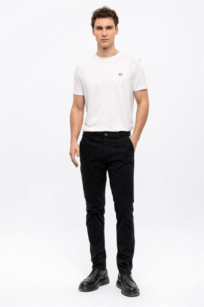 Black Slim Fit Cotton Chino Pants - 1