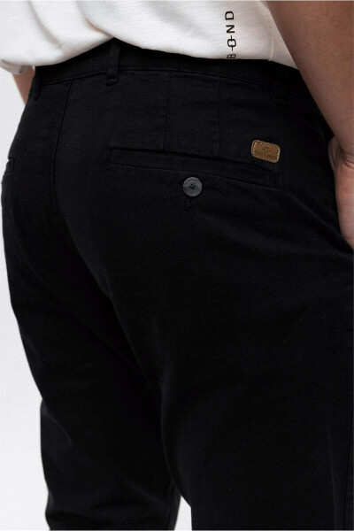 Black Slim Fit Cotton Chino Pants - 6