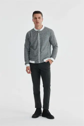 Black Slim Fit Cotton Varsity Seasonal Coat 