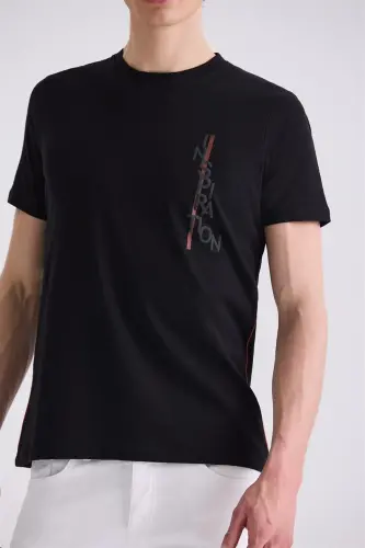 Black Slim Fit Crew Neck T-Shirt - 3