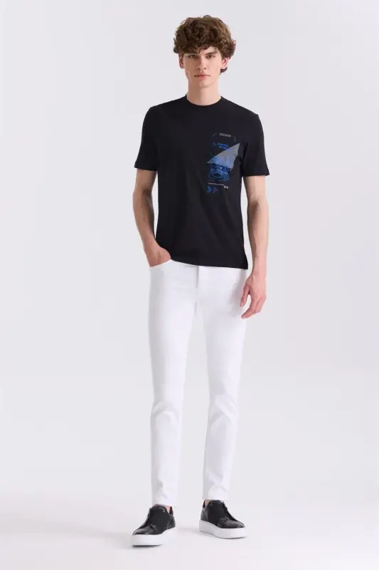 Black Slim Fit Crew Neck T-Shirt - 2