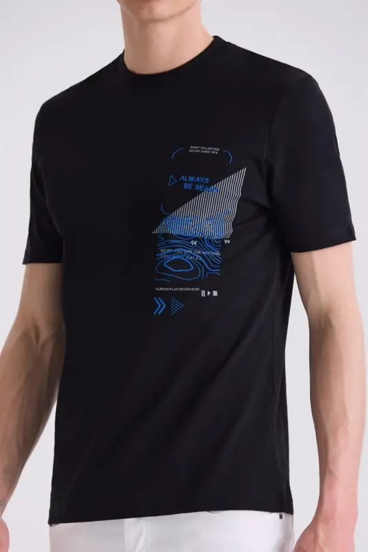 Black Slim Fit Crew Neck T-Shirt - 3