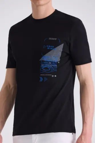 Black Slim Fit Crew Neck T-Shirt - 3