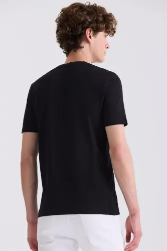 Black Slim Fit Crew Neck T-Shirt - 4