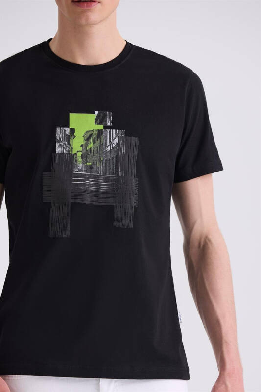 Black Slim Fit Crew Neck T-Shirt - 3