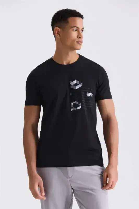 Black Slim Fit Crew Neck T-Shirt - JAKAMEN