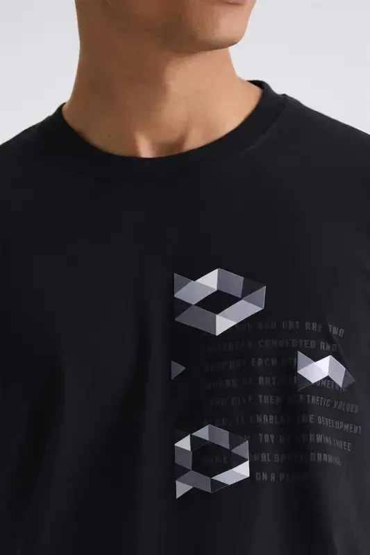 Black Slim Fit Crew Neck T-Shirt - 3