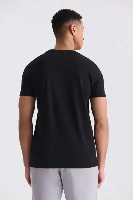 Black Slim Fit Crew Neck T-Shirt - 4
