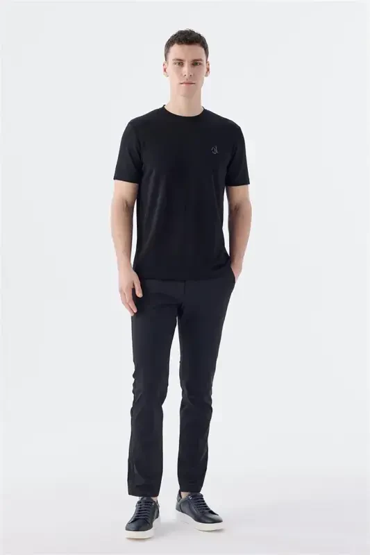 Black Slim Fit Crew Neck T-Shirt - 2