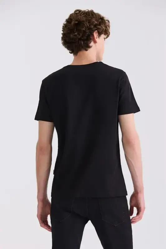 Black Slim Fit Crew Neck T-Shirt - 4