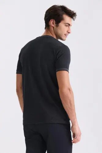 Black Slim Fit Crew Neck T-Shirt - 4