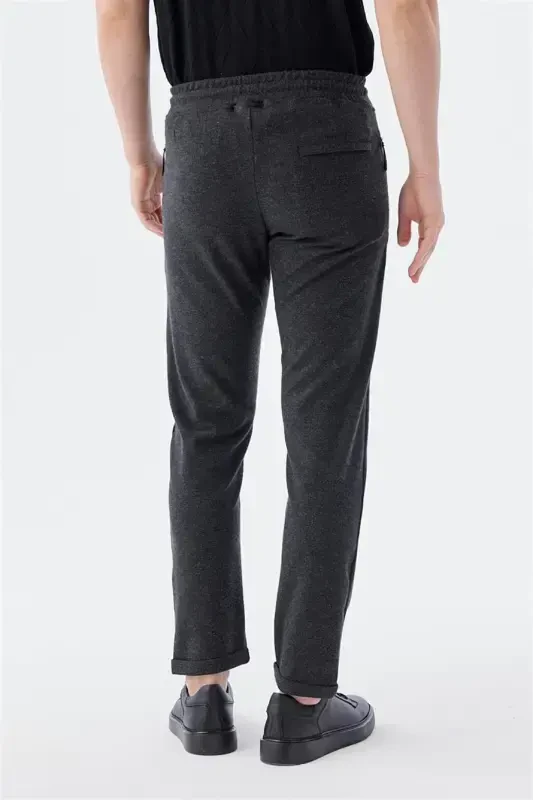 Black Slim Fit Elastic Waist Jogger Pants - 4