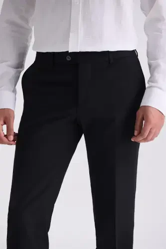 Black Slim Fit Formal Pants - 3