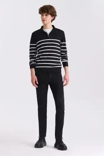Black Slim Fit Mock Neck Jumper - Modazone (1)